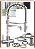 4017 4-way stainless steel faucet metal free 3/8"