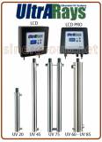 UltrARays sistema UV completo LCD, da 20lt./min. (5,28 GPM) a 200lt./min. (52,83 GPM) 30W., 40W., 80W., 160W. - 3/4", 1", 1-1/2"