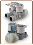 Solenoid valve R-Double series, 180°, IN thread 3/4" M, OUT 2xJG 8mm., 220V., with plastic bracket