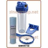 10" Filtration kit Blue 3-pieces standard housing IN-OUT 3/4" clear (12)
