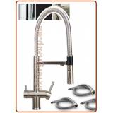 3318 Rubinetto a molla acciaio inox 304 3 vie 3/8" senza metalli pesanti con docking magnetico