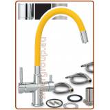 3362 3-way stainless steel metal free faucet 3/8" with yellow soft spout