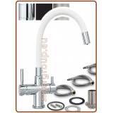 3378 3-way stainless steel metal free faucet 3/8" with white soft spout