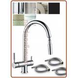 3388 Rubinetto 3 vie acciaio inox con doccetta estraibile 3/8"