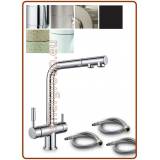 3390 Rubinetto 3 vie acciaio inox con doccetta estraibile 3/8"