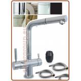 3402 Rubinetto 3 vie 3/8" acciaio inox con doccetta estraibile