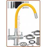 4328 4-way stainless steel metal free faucet 3/8" with yellow soft spout