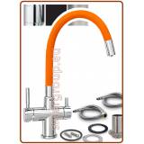 4332 4-way stainless steel metal free faucet 3/8" with orange soft spout
