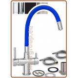 4334 4-way stainless steel metal free faucet 3/8" with blue soft spout