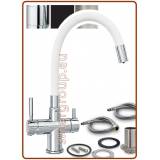 4336 4-way stainless steel metal free faucet 3/8" with white soft spout