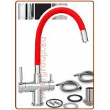 5326 5-way stainless steel metal free faucet 3/8" with red soft spout