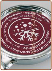 Sticker Brand holder 70x70 mm. - sparkling cold water (multilanguages)