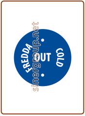 Round sticker 20x20 mm. " OUT Fredda/Cold  "