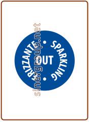 Round sticker 20x20 mm. " OUT Frizzante/Sparkling "