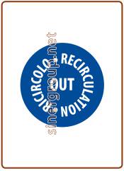 Round sticker 20x20 mm. " OUT Ricircolo/Recirculation "