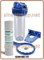 Kit filtrazione completo contenitore standard 3 pezzi 10" IN-OUT 3/4" trasparente (12)