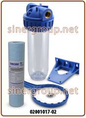 10" Filtration kit Blue 3-pieces standard housing IN-OUT 3/4" clear (12)