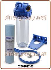 Kit filtrazione Blue completo contenitore standard 3 pezzi 10" IN-OUT 1" trasparente (12)