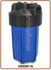 Big housing 10" blue IN-OUT 1" - Pressure release button with wrench and steel bracket (4)