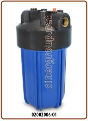 Contenitore big 10" blue IN-OUT 3/4" filetti ottone - pulsante rilascio pressione con chiave e staffa (4)