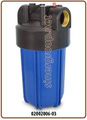 Contenitore big 10" blue IN-OUT 1-1/2" filetti ottone - pulsante rilascio pressione con chiave e staffa (4)