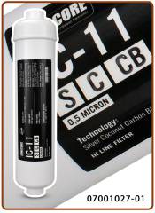 Ionicore IC-11SCCB Filtro in Linea carbon block al cocco battereostatico 1/4" NPT 2,5"x11" - 0,5 micron (25)