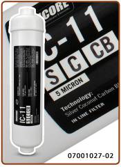 Ionicore IC-11SCCB Filtro in Linea carbon block al cocco battereostatico 1/4" NPT 2,5"x11" - 5 micron (25)