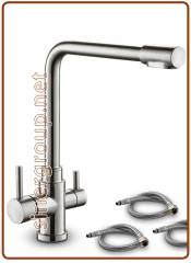 3073 3-way brushed stainless steel faucet 3/8"