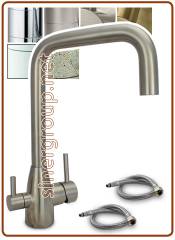 3075 3-way stainless steel faucet 3/8" Brushed bronze