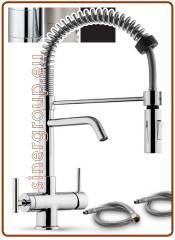 4012 rubinetto mix a molla 4 vie 3/8" Nickel spazzolato