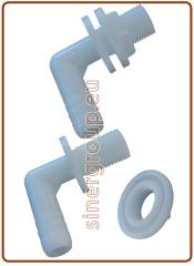 Raccordo portagomma 90° / Troppo pieno 3/8" - Bianco