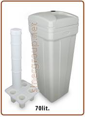 Tino sale BTS grigio per addolcitore acqua 70lit. con pozzetto sale, griglia, senza raccordo troppo pieno 3/8"