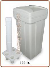 BTS grey brine tank for water softener 100lit. with brine well, salt grid, without overflow fitting 3/8"