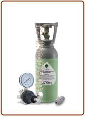 Kit gasatura con bombola CO2 ricaricabile in acciaio 2 kg attacco W21,8 + riduttore di pressione 0–7 bar