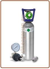 Carbonation kit with 2 kg / 4.4 lb refillable aluminum CO2 cylinder + 0–7 bar pressure regulator