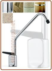 1001 Long reach 1-way faucet 1/4" M. - 1/8"F. Old brass