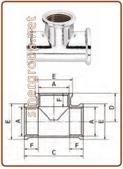 Raccordo cromato a "T" F.F.F. 3/8" (32)