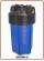 Big housing 10" blue IN-OUT 3/4" brass thread - Pressure release button with wrench & wall mounting bracket (4)